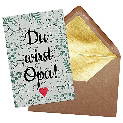 PR Print Royal Foto-Puzzle - Du wirst Opa - inkl. Briefumschlag mit Gold-Inlay - Geschenk für Eltern, Schwiegereltern - Opa - Verkündung Geburt & Schwangerschaft - 24 Teile von PR Print Royal