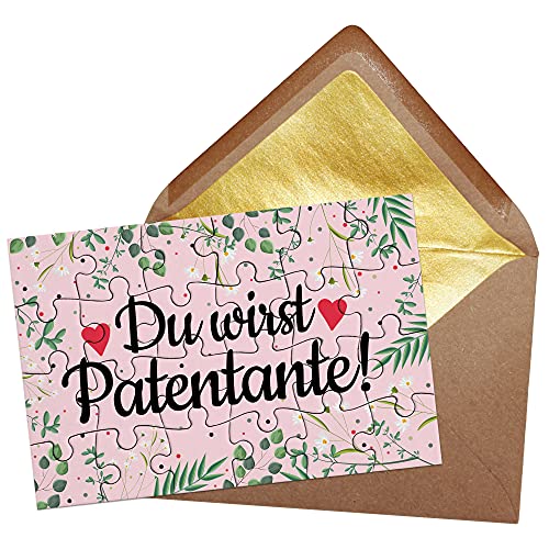 PR Print Royal Foto-Puzzle - Du wirst Patentante - inkl. Briefumschlag mit Gold-Inlay - Geschenk für Patentante - Verkündung Geburt & Schwangerschaft - 24 Teile von PR Print Royal