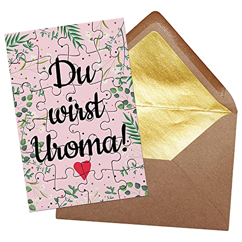 PR Print Royal Foto-Puzzle - Du wirst Uroma - inkl. Briefumschlag mit Gold-Inlay - Geschenk für Oma - Uroma - Verkündung Geburt & Schwangerschaft - 24 Teile von PR Print Royal