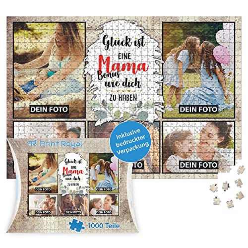 PR Print Royal Foto-Puzzle mit 5 Fotos Bedrucken - Glück ist eine Bonusmama wie Dich zu haben - Collagen-Puzzle selber gestalten für die Bonusmama - 1000 Teile inkl. hochwertiger Kartonverpackung von PR Print Royal