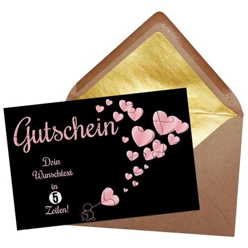 PR Print Royal Fotopuzzle als Gutschein - Motiv Herzen - Puzzle mit 5 Zeilen Text Personalisieren - Geschenk für Familie, Freunde, Verliebte | 24 Teile inkl. Briefumschlag mit Gold-Inlay von PR Print Royal