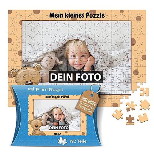 Fotopuzzle für Kinder mit Name und Foto Puzzle selbst gestalten - Mein kleines Puzzle mit Bär, Kinderpuzzle | 39 x 27,5 cm, 192 Teile in Kartonverpackung von PR Print Royal