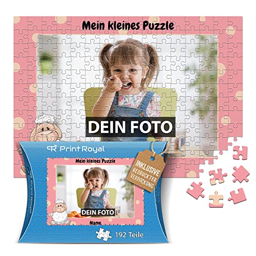 Fotopuzzle für Kinder mit Name und Foto Puzzle selbst gestalten - Mein kleines Puzzle mit Schaf, Kinderpuzzle | 39 x 27,5 cm, 192 Teile in Kartonverpackung von PR Print Royal