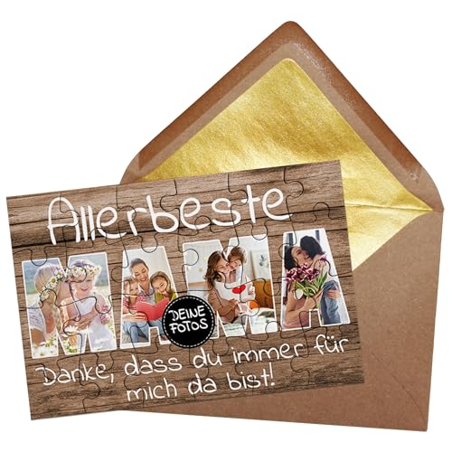 PR Print Royal Puzzle selbst gestalten - Allerbeste Mama mit 4 Fotos - Danke - Geschenk für Mama zum Geburtstag und Muttertag, Danke Sagen | Fotopuzzle 24 Teile, Briefumschlag mit Gold-Inlay PR Print Royal Puzzle selbst gestalten - Allerbeste Mama mit 4 Fotos - Danke - Geschenk für Mama zum Geburtstag und Muttertag, Danke Sagen | Fotopuzzle 24 Teile, Briefumschlag mit Gold-Inlay von PR Print Royal