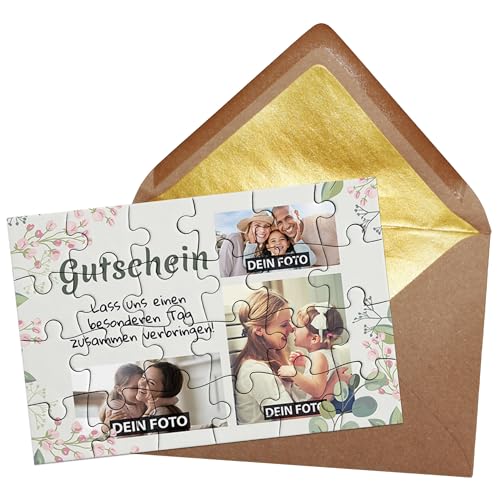 PR Print Royal Puzzle selbst gestalten - Gutschein mit Text und Foto-Collage für 3 Fotos - Fotogeschenk, Geburtstag, Muttertag, Valentinstag | Fotopuzzle 24 Teile inkl. Briefumschlag mit Gold-Inlay PR Print Royal Puzzle selbst gestalten - Gutschein mit Text und Foto-Collage für 3 Fotos - Fotogeschenk, Geburtstag, Muttertag, Valentinstag | Fotopuzzle 24 Teile inkl. Briefumschlag mit Gold-Inlay von PR Print Royal