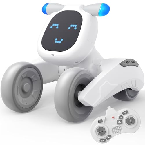 PRANITE Roboter Kinder, Ferngesteuerte Roboter Spielzeug Wiederaufladbares Spielzeug mit LED-Ausdrucksänderungen, Aufnahme, Berührungssensor, Singen, Tanzen, Interaktive Geschenke für Jungen Mädchen von PRANITE