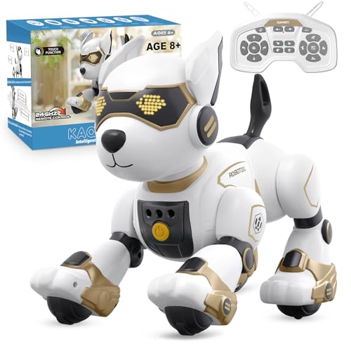 PRANITE Roboter Hund, Programmierbarer Roboterhund Ferngesteuerter Spielzeug, Wiederaufladbar für Kinder, mit Tierimitation, Sprachsteuerung, Gestensteuerung, Musik, Tanz, für Jungen Mädchen von PRANITE