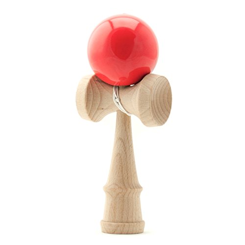 PRECORN Kendama Japanisches Geschicklichkeitsspiel rote Kugel Holz-Spielzeug Kugelfangspiel Marke von PRECORN