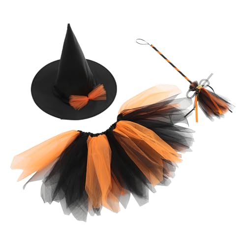 PRETYZOOM 1 Satz Hexen Verkleiden Sich Halloween Kostüm Hexenhut Halloween-kessel Halloween-dekorationen Im Freien Halloween-kleid Für Mädchen Kinderkostüm Partyzubehör Polyester Orange von PRETYZOOM