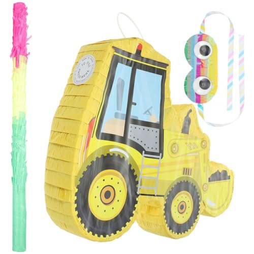 PRETYZOOM 1 Satz Piñata Mini-schlitten-ornament Bagger Bauwagen Weißer Deckel Stand Traktor-pinata Stirnbänder Lametta Kommode Nicht Girlande Zahnstocherkuchen Ornamente Auto Med Papier von PRETYZOOM