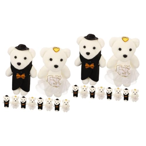 PRETYZOOM 10 Paar Strauß Bärenpuppe Hochzeitsauto-plüschbären Plüschtierpuppe Bär Plüschpuppe Süßes Kuscheltier Kleiner Bär Stofftier Bär Bärenpuppe Im Schlafzimmer Weiß Schaum von PRETYZOOM