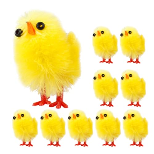 PRETYZOOM 10pcs Ostern Dekorative Huhn Spielzeug Beflockung Huhn Formen Entzückende Ostern Küken Ornament Für Und von PRETYZOOM