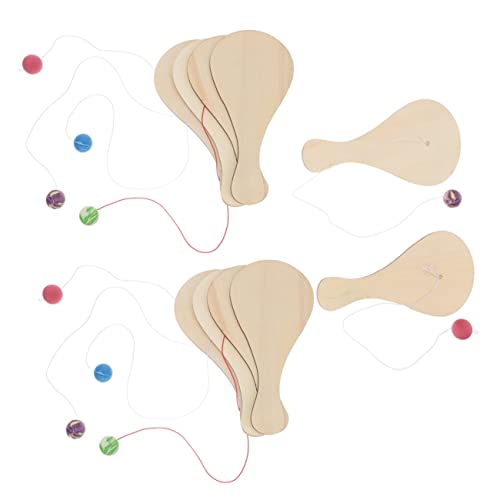 PRETYZOOM 10St Schläger handgefertigt bastelset basteln für holzstab Outdoor-Spiele für Kleinkinder Puzzlematte Paddelball malen Streichpaddel aus Holz Gummi von PRETYZOOM