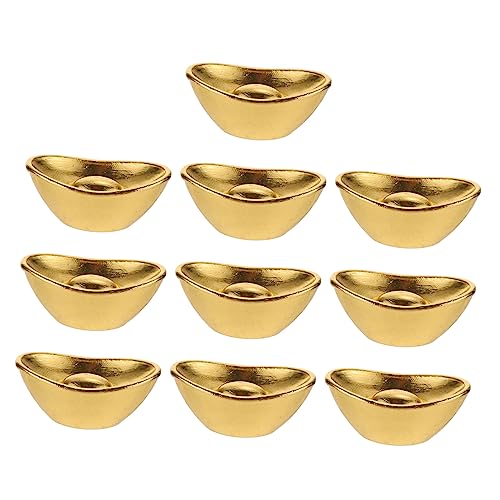 PRETYZOOM 10st Mini-Barren Set Zum Schmelzen Von Gold Künstlich Yuanbao Dinge Miniatur Lingoten Oder Bausteine Shui Chinesischer Barren Glücksbringer Legierung Golden von PRETYZOOM