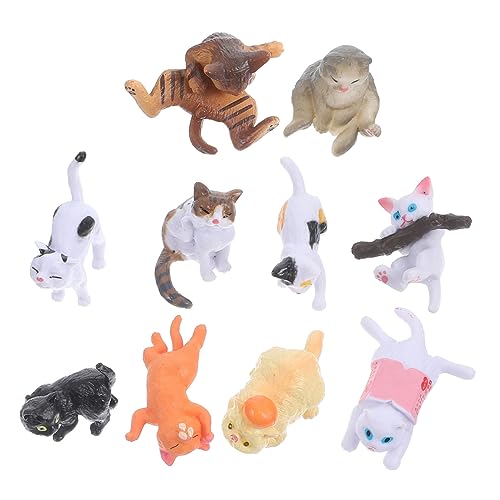 PRETYZOOM 10st Realistische Katzenfigur Mini-katzenfiguren Puppenhaus Katze Miniatur-kätzchen-statuen Katzen-Statue-skulptur Landschaftskatzenfiguren Kätzchen-skulptur Katzen-Modell PVC von PRETYZOOM