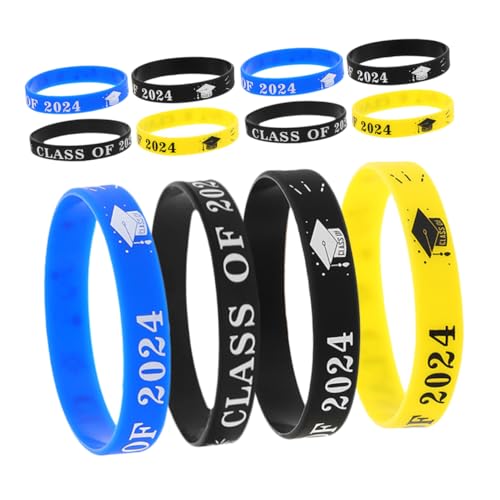 PRETYZOOM 12 Stück 2024 Abschlussarmband pieces memories Geschenke der Klasse Abschluss-Silikonarmbänder Dekor schmücken Silikonarmband für Team Abschluss Versorgung Handgelenk Schmuck von PRETYZOOM