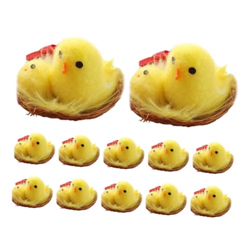 PRETYZOOM 12 Stück Osterküken Mini Weideneier Küken Osterdeko Plüschküken Modell Ausgestopftes Huhn Für Ostern Kükenform Schmuck Süße Kuscheltiere Kükendekor Chemiefaser von PRETYZOOM