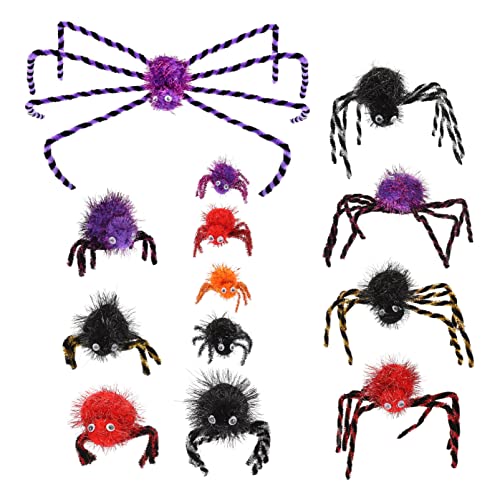 PRETYZOOM 13St Halloween-Spinne Halloween Halloween Toys halloweendekorationen Spielzeugspinne Spinnen-Halloween-Kostüm Plüsch Halloween-Dekorationen Halloween -Ornamente Polyester von PRETYZOOM