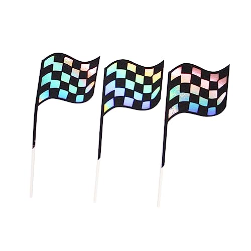 PRETYZOOM 18 Stk Kuchendekoration cup cake decoration partydekoration bithday cake kuchen armaturen Checkered Flag Picks Cupcake-Topper mit Rennflagge Cupcake-Picks Kuchenverzierung von PRETYZOOM