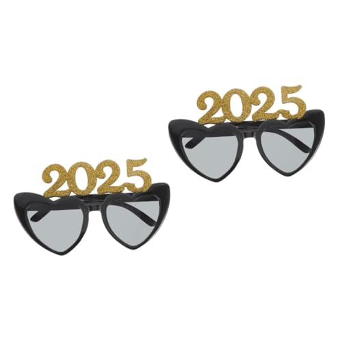 PRETYZOOM 2 Stück 2025 Digitale Liebesbrille Sonne Glitzer-abschlussbrille Lustige Zahlenbrille Partygeschenke Für Das Neue Jahr Lustige Brillen Girlande Kostüm Brillen Glühen Led Golden Stk von PRETYZOOM