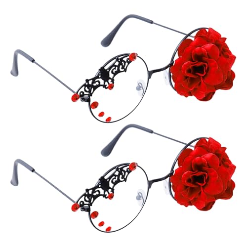 PRETYZOOM 2 Stück Gothic Punk Lolita-brillen – Retro Steampunk-brille mit Rose für Damen für Cosplay, Halloween-partys, Kostümzubehör PRETYZOOM 2 Stück Gothic Punk Lolita-brillen – Retro Steampunk-brille mit Rose für Damen für Cosplay, Halloween-partys, Kostümzubehör von PRETYZOOM