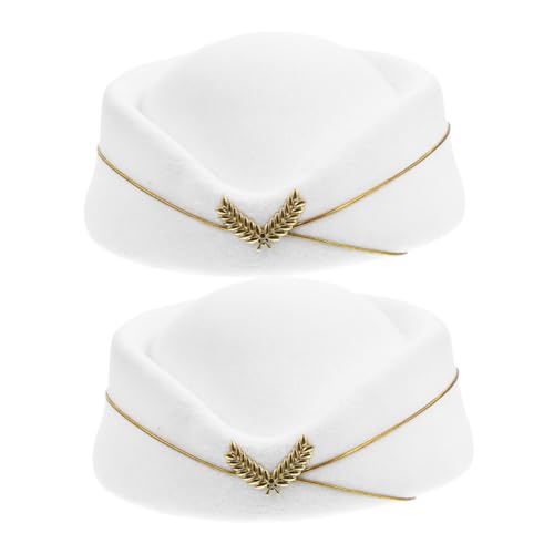 PRETYZOOM 2 Stück Stewardess Baskenmütze Weiß Vintage Air Hostess Kostüm Hut Performance Zubehör Vielseitig Kombinierbar für Cosplay und Kreative Looks PRETYZOOM 2 Stück Stewardess Baskenmütze Weiß Vintage Air Hostess Kostüm Hut Performance Zubehör Vielseitig Kombinierbar für Cosplay und Kreative Looks von PRETYZOOM