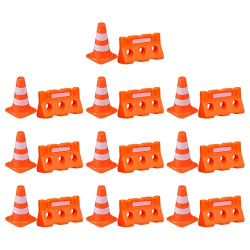 PRETYZOOM 20Pcs Mini -Verkehrskegel Mit Zäunen Kleine Orange Plastikkonstruktionskegel Modelle Für Kinderpädagogische Lernspielzeug von PRETYZOOM