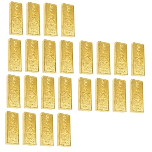 PRETYZOOM 24 STK Goldene Backstein-verzierung Bar Film Ziegel Simulationsbausteine Realistischer Stabziegel Faux-Gold-Ziegel Türstopper Schatzziegel Keil Türstopper Zinklegierung von PRETYZOOM