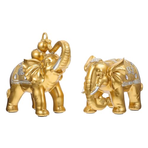 PRETYZOOM 2St Elefanten-Ornamente Elefantenmodell Vintage Geld Elefant Figur Mini-Tierfiguren Mini- Animal Figures kunstharz zartes Tierfigurendekor Desktop-Figur Ornament Golden von PRETYZOOM