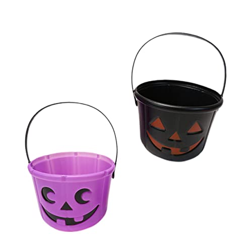 PRETYZOOM 2St Kürbis Eimer Spieleimer für Kinder Halloween Geschenkeimer Haloween Pumpkin kürbiseimer Dekor Süßigkeiten Süßigkeiteneimer behandeln Kindergeschenk Plastik Black von PRETYZOOM