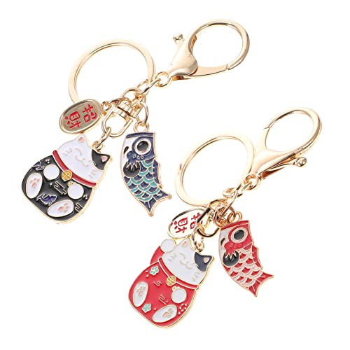 PRETYZOOM 2St Schlüsselbund Geschenktüte riesige Stofftiere cutermesserser bastelzeug schlüsselringe charms anhänger Glückskatze Schlüsselanhänger Tasche hängende Dekoration Zinklegierung von PRETYZOOM