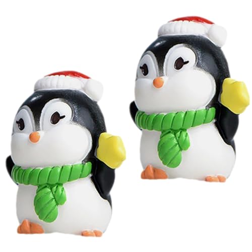 PRETYZOOM 2er Set Mini Pinguin Figuren Aus Resin Realistische Landschafts Dekoration Für Kuchen Und Miniatur Gärten Pinguin Deko Mit Grüner Schal Ideal Für Puppenhaus Und Terrarien von PRETYZOOM