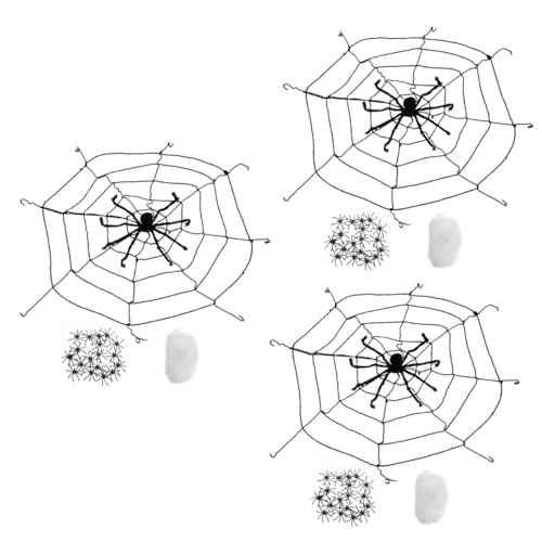 PRETYZOOM 3 Sätze Halloween-Spinnennetz Layout gefälschte Spinne Spinnennetz-Dekoration Halloween Costume Halloween kostüme Spielzeug Ornament multifunktionale Spinnenstütze Festivalbedarf von PRETYZOOM