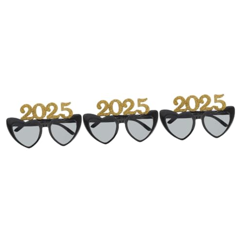 PRETYZOOM 3 Stück 2025 Digitale Liebesbrille Neue Jahr Brille Dekorative Brille Glitzer-Abschlussbrille 2025 Zahlenbrille Neujahrsparty-Brillen Partydekorationen für das neue Jahr Stk Golden von PRETYZOOM