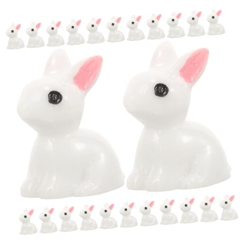 PRETYZOOM 30 Stück Kleine Weiße Kaninchen Dekoration Kleiner Hase Babyspielzeug Junge Kleine Tierstatuen Kinderspielzeug Figur Tierspielzeug Mini-Kaninchen Grashasen-Ornament Lustig Heu Harz von PRETYZOOM