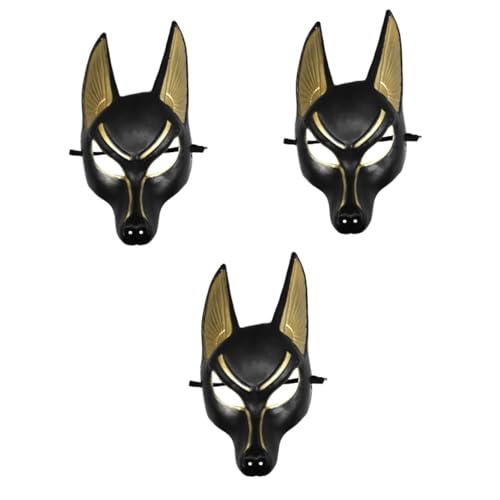 PRETYZOOM 3St Anubis-Maske halloween maske schwarze maske halloween-maske Ägyptische Verkleidungsmaske Fuchs Maskerade Maske Halloweenkostüm Cosplay-Masken Retro-Maskerade Plastik von PRETYZOOM