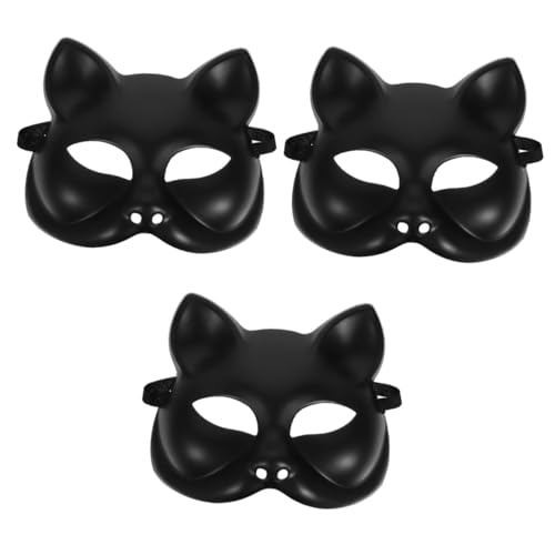 PRETYZOOM 3St katze gesichtsmaske Katzenmaske therian japanische Kabuki-Maske Abschlussball Maske Fuchsmasken masken für kinder Partydekoration weiße Maskerademaske Halloween-Maske Plastik von PRETYZOOM