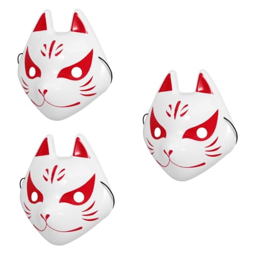 PRETYZOOM 3St kleine Fuchsmaske Katzen Halbmaske japanische Fuchsmaske Wolfsmaske halloween maske Cosplay-Maske Masken Halloweenkostüm Cosplay-Füchse-Maske Maskerademaske für Partys Plastik von PRETYZOOM