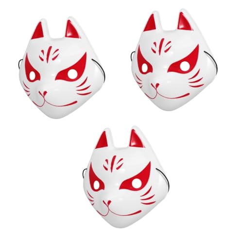 PRETYZOOM 3st Kleine Fuchsmaske Japanische Tiermaske Kaninchenmaske Japanische Maske Halloween-katze Maskerade-party-maske Tier-cosplay-maske Halloween-wolf Therische Masken Plastik von PRETYZOOM