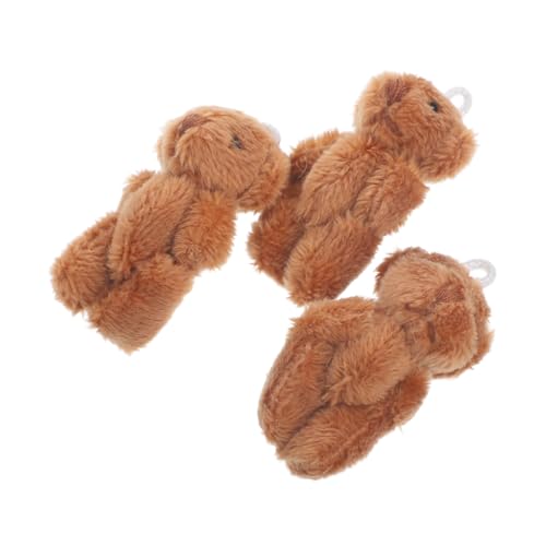 PRETYZOOM 3st Teddybär Stofftier Mini-bärenfiguren Miniatur-bärenfiguren Tierhandtaschenanhänger Kuscheltier Bären Mini-kuschelbär Taschenbär-anhänger Kleine Weiche Bärenpuppe Coffee Plüsch von PRETYZOOM