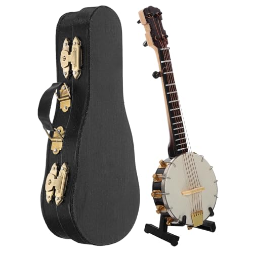 PRETYZOOM 4 Sätze Banjo-Modell Modell-Banjo Musik Banjo-verzierung Kleines Banjo-dekor Mini-Spielzeug Banjo-nachbildung Banjo-Dekoration Simulation Banjo-dekor Kleine Teile (Kunststoff) von PRETYZOOM