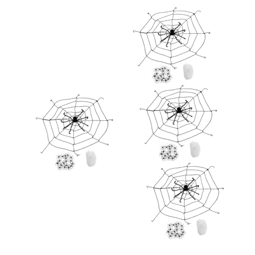 PRETYZOOM 4 Sätze Halloween-Spinnennetz Party-Spinnennetz Festival-Spinnenspielzeug Halloween Costume Halloween kostüme Spider Web Dekor Ornament lustige falsche Spinne Festivalbedarf Nylon von PRETYZOOM