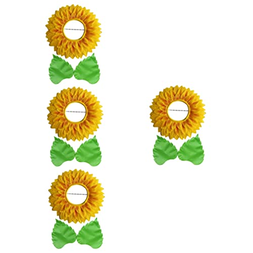 PRETYZOOM 4 Sätze Kopfschmuck Aus Sonnenblumen Sonnenblumenkostüm Für Cosplay-Sonnenblumen-Kopfbedeckung Lustiges Sonnenblumenkostüm Kostüme Sonnenblumenkrone Kostümzubehör Seidentuch von PRETYZOOM