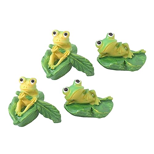 PRETYZOOM 4 Stück Frosch Schmuckstücke Mini-dekor Moosornament Mini-feenfiguren Heimdekoration Miniatur-zubehör Miniatur-feenfiguren Pflanzendekorationen Minibehälter Kunstharz Green von PRETYZOOM