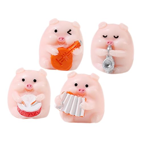 PRETYZOOM 4pcs Mini Musik Band Ornamente Harz Figur Desktop Piggy Skulpturen von PRETYZOOM