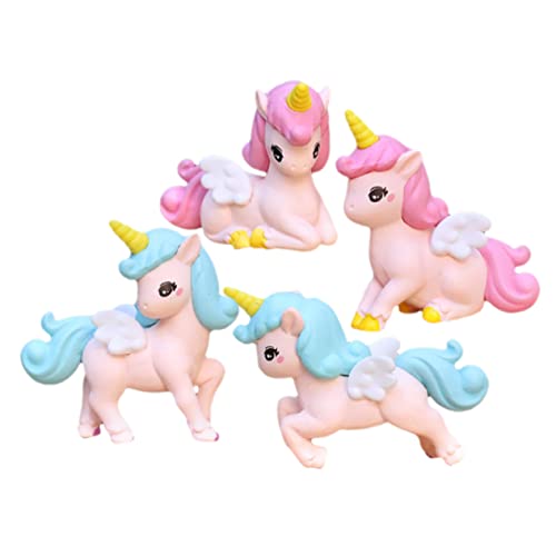 PRETYZOOM 4 Stück -Modell-Ornament Minifiguren Miniatur-Fee Karikatur Babyspielzeug Tierfiguren kulich Form Cute Decor balkondeko Einhorn- - Ornamente zur Dekoration PVC von PRETYZOOM