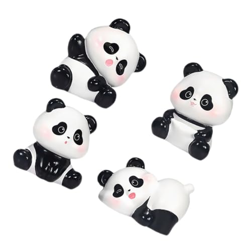 PRETYZOOM 4 Stück Panda handgefertigte Verzierung Garten-Panda-Skulptur Miniatur-Tierfiguren Pandas Panda Panda Panda-Ornament aus Kunstharz Cartoon-Panda-Skulptur von PRETYZOOM