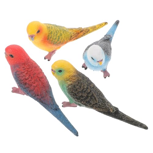 PRETYZOOM 4 Stück Wellensittich-Modell realistische Papageienvögel kleine Vogelfigur Gartenvogel-Ornamente Mini-Papageien Kaninchen Spielzeug gefälschtes Vogeldekor künstlicher Vogel Plastik von PRETYZOOM