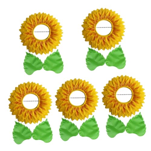 PRETYZOOM 5 Sätze Kopfschmuck aus Sonnenblumen Sonnenblumenkopfschmuck Sonnenblumendekoration Sonnenblumen-Performance Sonnige Kostümidee Halloween-Blumenkopfbedeckung Tanzkostüme Seidentuch von PRETYZOOM