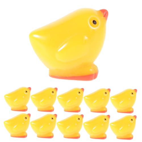 PRETYZOOM 50 Stück Küken-Ornament Mini-Eier Mikrokaninchen Künstliche Eier Miniatur-küken Rasenhasen- Kleines Spielzeugaquarium Frühling Puppe Hühnerverzierungsstatuen Yellow Harz von PRETYZOOM